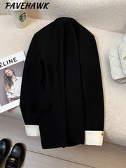 Creamy Women Long Sleeve Office Lady Blazer single Breasted Chic