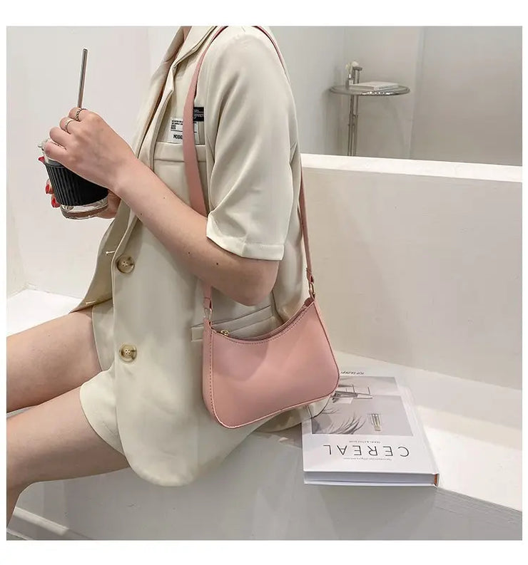 2022 New Women's Fashion Handbags Retro Solid Color PU Leather Shoulder Underarm Bag Casual Women Hobos Handbags