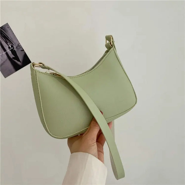 2022 New Women's Fashion Handbags Retro Solid Color PU Leather Shoulder Underarm Bag Casual Women Hobos Handbags