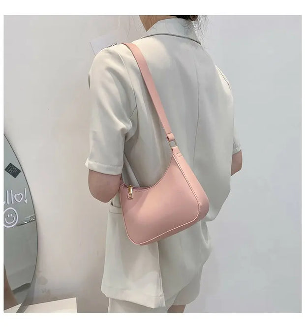 2022 New Women's Fashion Handbags Retro Solid Color PU Leather Shoulder Underarm Bag Casual Women Hobos Handbags