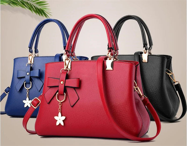 Yogodlns Elegant Women Messenger Bags with flower pendant Office Ladies Totes Pure Handbag for female Crossbody Shoulder Bags