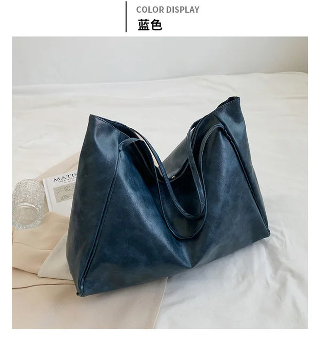 Women Tote Bag Fashion Underarm Pouch Large Capacity Soft  Leather Shoulder Bag Retro Crossbody Bag Casual Portable BucketBags