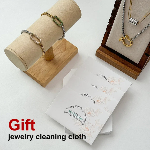 18K Gold Plated Stainless Steel Necklace for Women, Waterproof Three Layer Braided Chain, Zircon Clasp, Fashion Jewelry