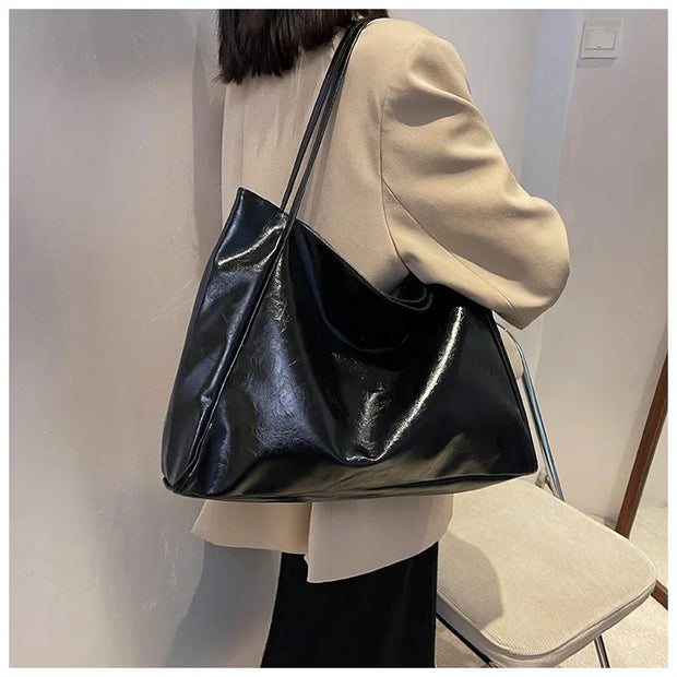 Women Tote Bag Fashion Underarm Pouch Large Capacity Soft  Leather Shoulder Bag Retro Crossbody Bag Casual Portable BucketBags