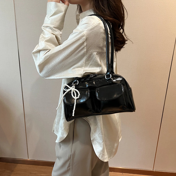 Fashionable Underarm Bow Bag for Women 2024 Korean Edition New Simple Leisure Pillow Bag Trendy Versatile Shoulder Bag