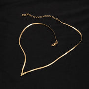 Vintage Simple Flat Snake Clavicle Chain Necklace for women Creative V Shape Pendant Choker Jewelry Accessories Steampunk Men New