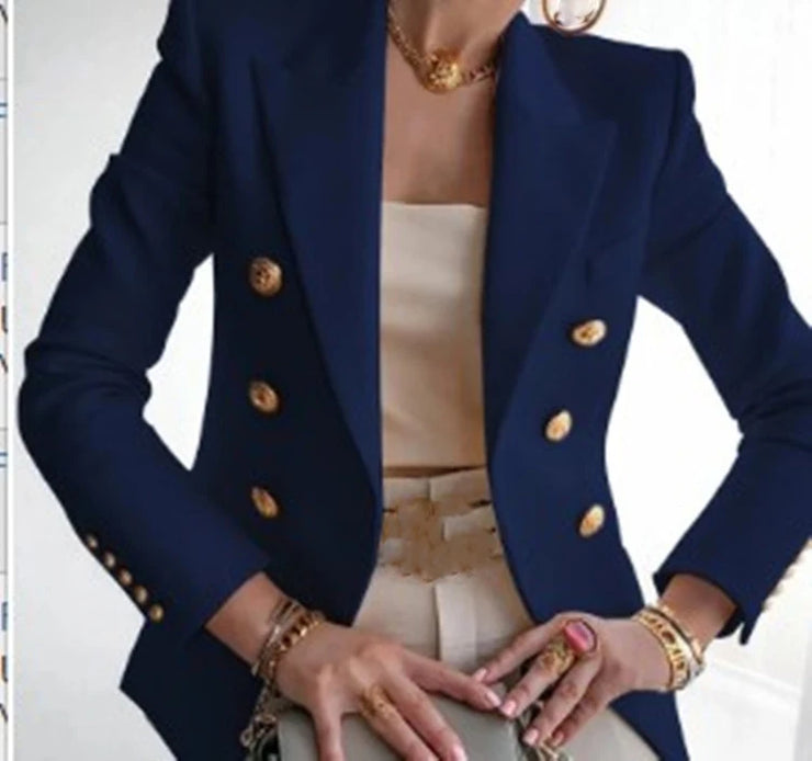 Casual Turn Down Collar Long Sleeve Suit Outerwear Office Lady Spring Autumn Fashion Elegant Solid Blazer Coats For Women 2023