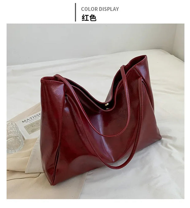 Women Tote Bag Fashion Underarm Pouch Large Capacity Soft  Leather Shoulder Bag Retro Crossbody Bag Casual Portable BucketBags