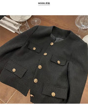 French Wool Tweed Coat Fashion High-end Gold Button Short Slim Temperament Spring and Autumn Korean Coats Women Jacket New