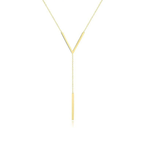 Elegant New V-shaped Long Sexy Clavicle Gold Colour Chain Necklace Choker for Women 2024 Fashion Jewelery Party Gifts