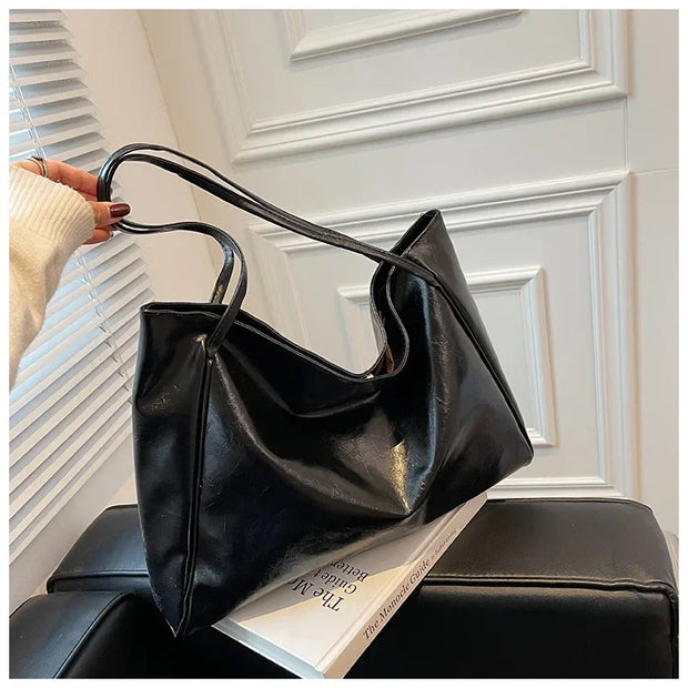 Women Tote Bag Fashion Underarm Pouch Large Capacity Soft  Leather Shoulder Bag Retro Crossbody Bag Casual Portable BucketBags