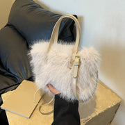 Faux Fur Tote Bag Women's Bucket Plush Luxury Design Ladies Handbags Soft Winter Crossbody Shoulder Bags Bolsa Feminina