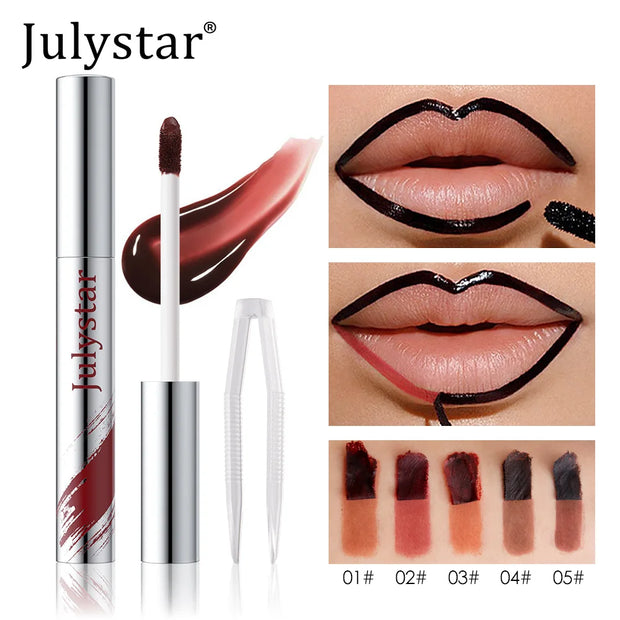 5 Colors Waterproof Lip Liner Peel Off Tattoo Lipgloss Lasting Matte Lip Tint Brown Contour Tear-off Lips Makeup Stain Cosmetics