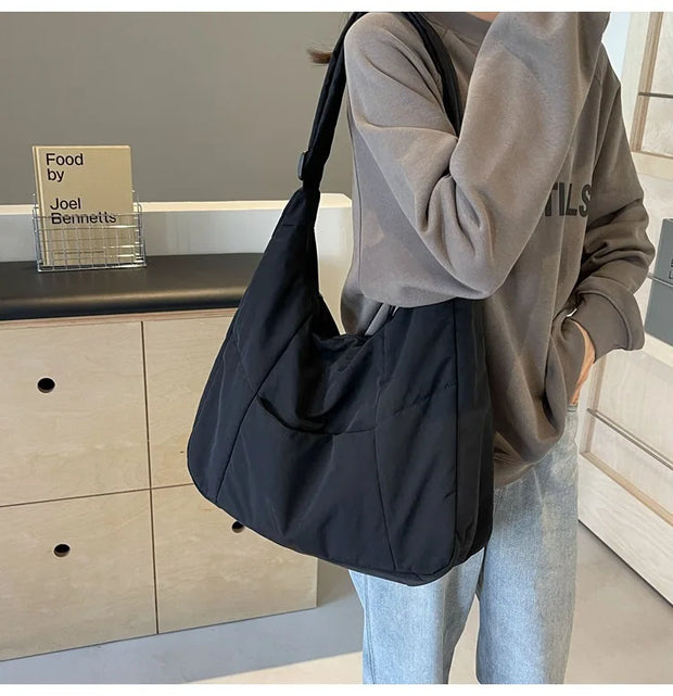 Trendy Women's Soft Cloth Shoulder Bag Solid Color Student 2025 Spring Y2k Casual Style Big Handbags Crossbody Bags for Women