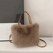 Faux Fur Tote Bag Women's Bucket Plush Luxury Design Ladies Handbags Soft Winter Crossbody Shoulder Bags Bolsa Feminina