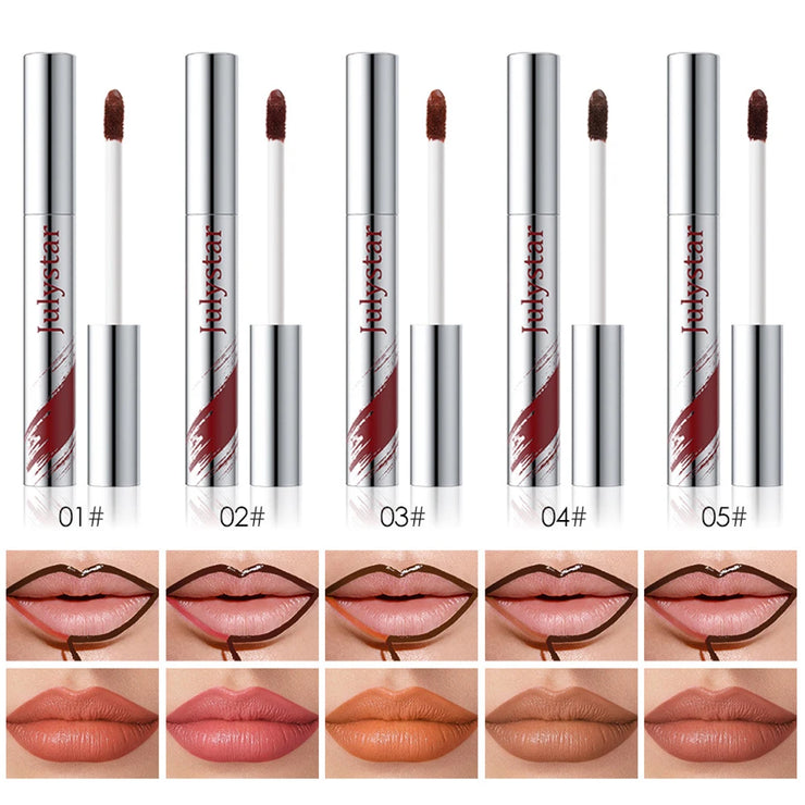 5 Colors Waterproof Lip Liner Peel Off Tattoo Lipgloss Lasting Matte Lip Tint Brown Contour Tear-off Lips Makeup Stain Cosmetics