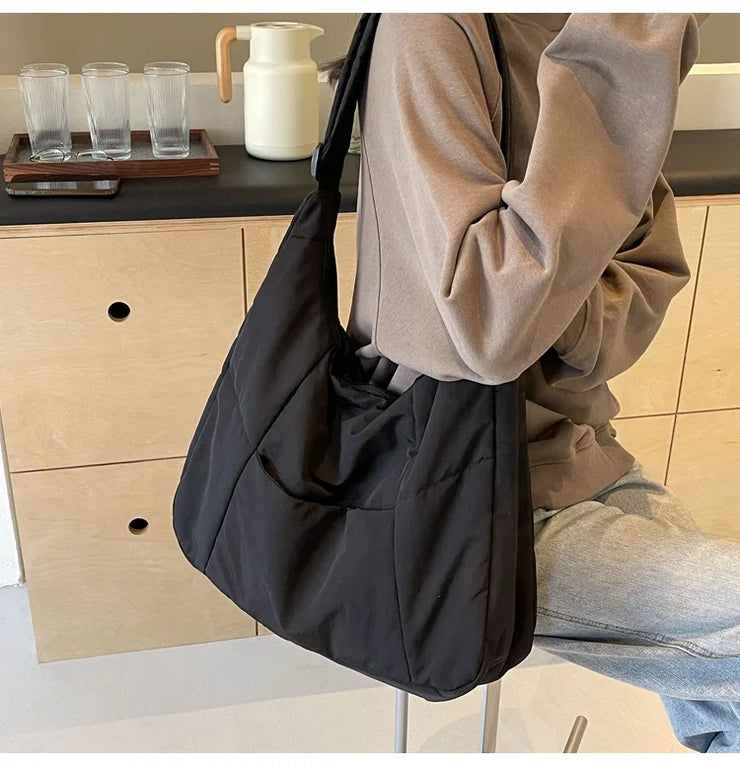 Trendy Women's Soft Cloth Shoulder Bag Solid Color Student 2025 Spring Y2k Casual Style Big Handbags Crossbody Bags for Women