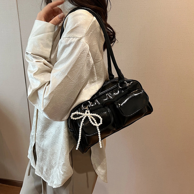 Fashionable Underarm Bow Bag for Women 2024 Korean Edition New Simple Leisure Pillow Bag Trendy Versatile Shoulder Bag