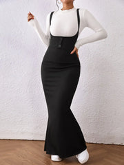 New fall/winter suspenders Fishtail dress Spice slim little mother Stepmother wrapped hip skirt women's ultra long dress