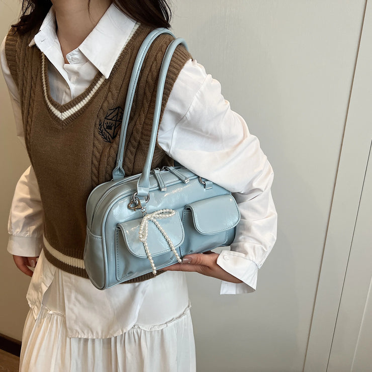 Fashionable Underarm Bow Bag for Women 2024 Korean Edition New Simple Leisure Pillow Bag Trendy Versatile Shoulder Bag