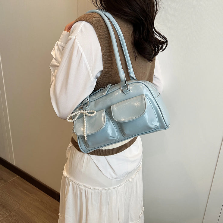 Fashionable Underarm Bow Bag for Women 2024 Korean Edition New Simple Leisure Pillow Bag Trendy Versatile Shoulder Bag