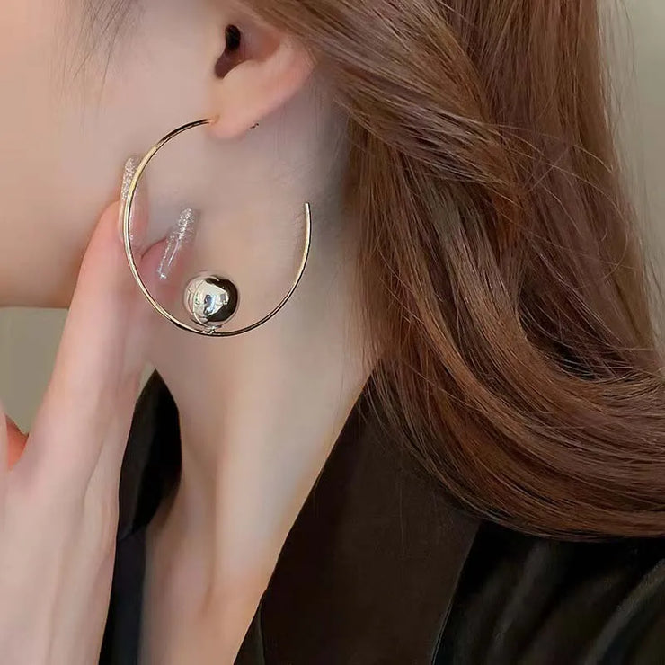 2023 New Fashion Metal Big Circle Hoop Earrings For Women Exaggerated Gold Color C-Shaped Round Earrings Jewelry Gifts