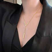 Elegant New V-shaped Long Sexy Clavicle Gold Colour Chain Necklace Choker for Women 2024 Fashion Jewelery Party Gifts