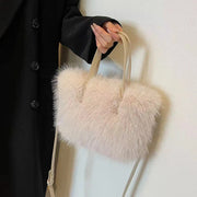 Faux Fur Tote Bag Women's Bucket Plush Luxury Design Ladies Handbags Soft Winter Crossbody Shoulder Bags Bolsa Feminina