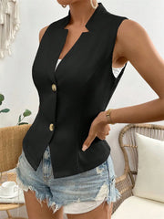 Vests Women Solid V-neck Slim Single Breasted European Style Elegant Ladies Commuting All-match Spring Summer Stylish Outwear