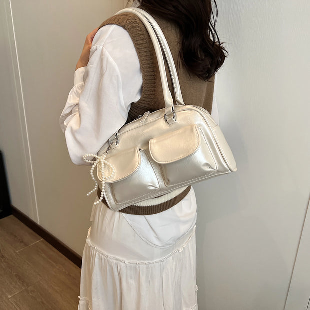 Fashionable Underarm Bow Bag for Women 2024 Korean Edition New Simple Leisure Pillow Bag Trendy Versatile Shoulder Bag