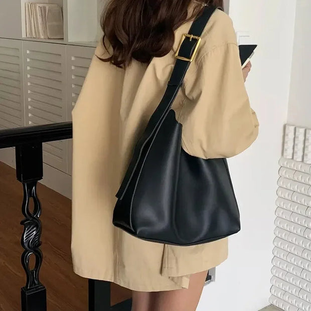 All-Match Women Shoulder Bag Solid Fashion Handbag Crossbody Bag Women's Minimalist PU Leather Bag For Work