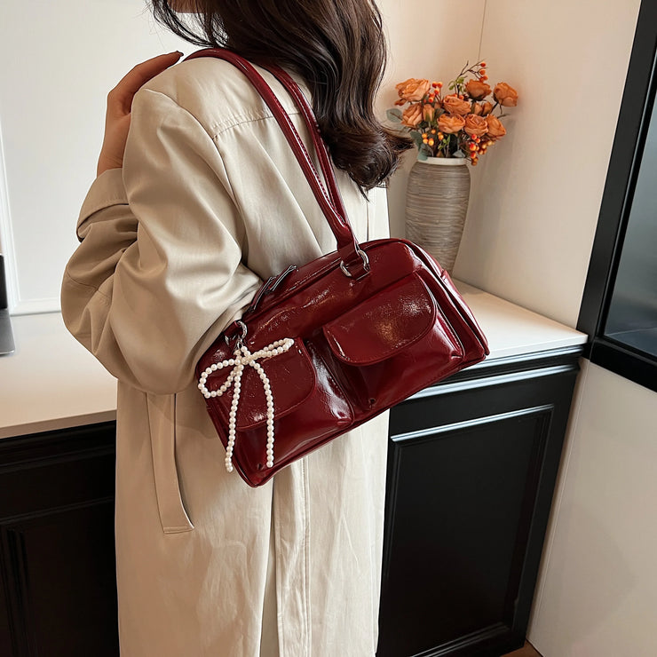 Fashionable Underarm Bow Bag for Women 2024 Korean Edition New Simple Leisure Pillow Bag Trendy Versatile Shoulder Bag