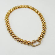 18K Gold Plated Stainless Steel Necklace for Women, Waterproof Three Layer Braided Chain, Zircon Clasp, Fashion Jewelry