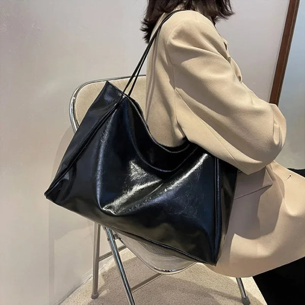 Women Tote Bag Fashion Underarm Pouch Large Capacity Soft  Leather Shoulder Bag Retro Crossbody Bag Casual Portable BucketBags