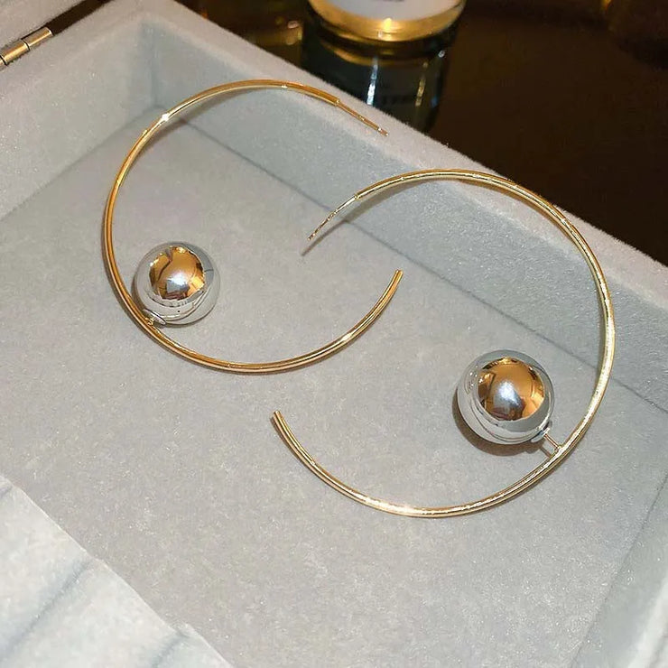 2023 New Fashion Metal Big Circle Hoop Earrings For Women Exaggerated Gold Color C-Shaped Round Earrings Jewelry Gifts