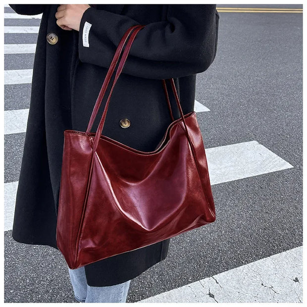 Women Tote Bag Fashion Underarm Pouch Large Capacity Soft  Leather Shoulder Bag Retro Crossbody Bag Casual Portable BucketBags