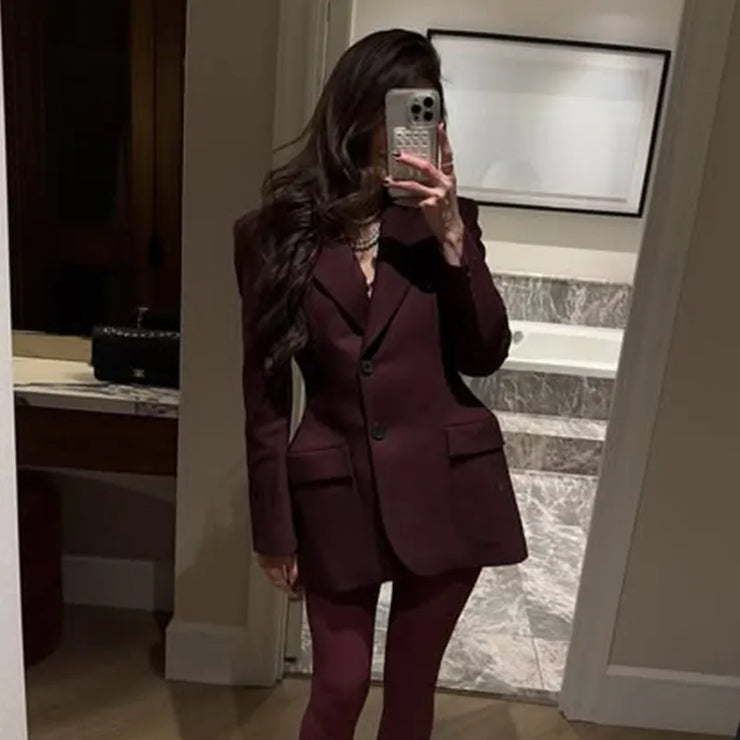 Waist Cinched Lapel Blazer Women Suit Coat Single Breasted Elegant Fashion Office Lady Outwear Top Formal Attire