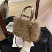 Faux Fur Tote Bag Women's Bucket Plush Luxury Design Ladies Handbags Soft Winter Crossbody Shoulder Bags Bolsa Feminina