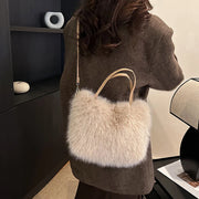 Faux Fur Tote Bag Women's Bucket Plush Luxury Design Ladies Handbags Soft Winter Crossbody Shoulder Bags Bolsa Feminina