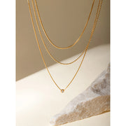 18K Minimalist Light Cozy Stainless Steel Three Layer Y Shaped Necklace Chain Trendy Women Premium Jewelery Bougie