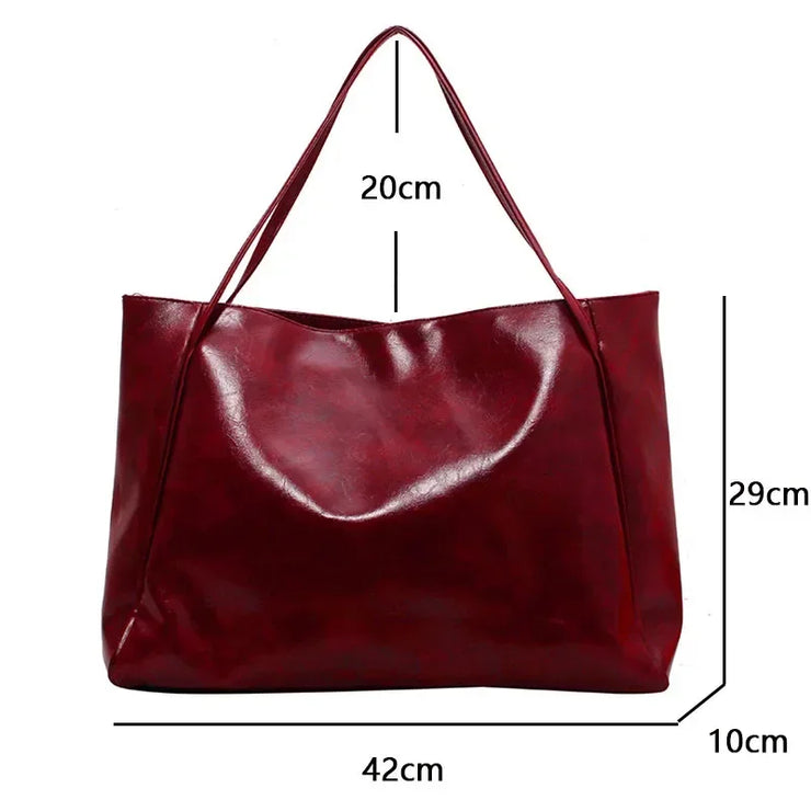 Women Tote Bag Fashion Underarm Pouch Large Capacity Soft  Leather Shoulder Bag Retro Crossbody Bag Casual Portable BucketBags