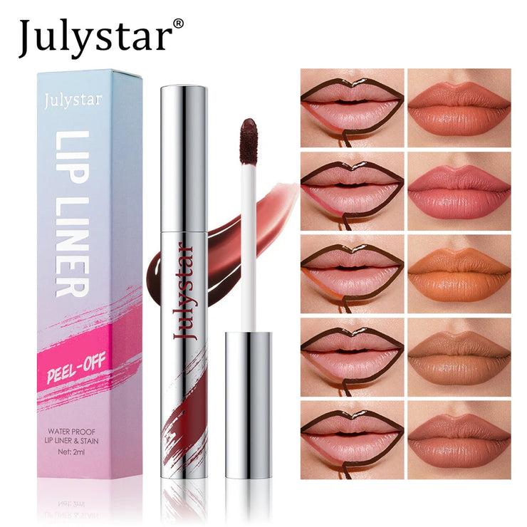 5 Colors Waterproof Lip Liner Peel Off Tattoo Lipgloss Lasting Matte Lip Tint Brown Contour Tear-off Lips Makeup Stain Cosmetics