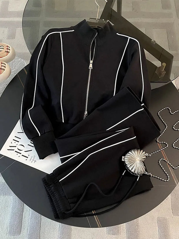 Two Piece Sets Women Casual Zipper Jacket Straight Pants Woman's Set Versatile Cozy Sportwear Spring Casual Ladies Tracksuit